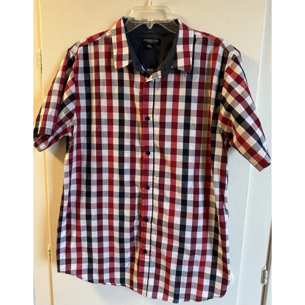 London Fog Plaid Men's Short Sleeve - Size XL